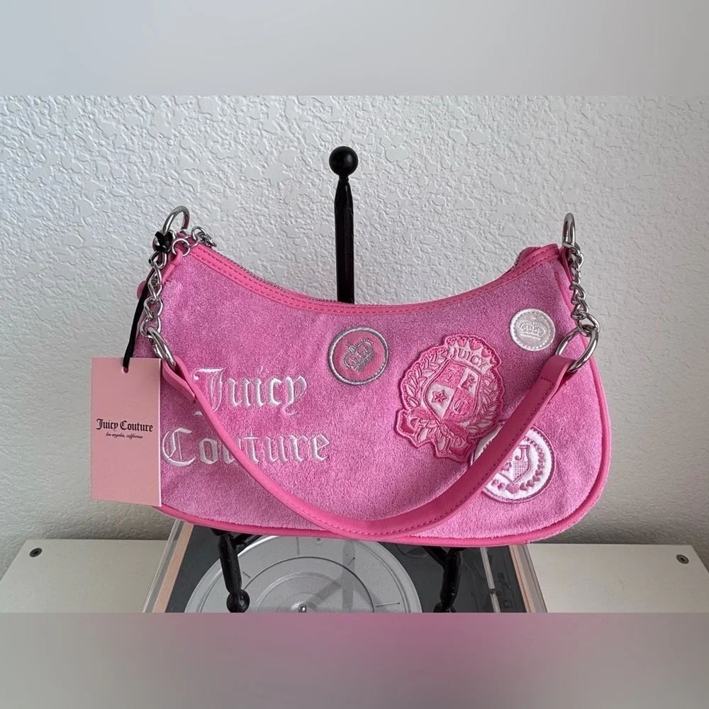 Juicy Couture Vibrant Pink Embroidered Y2K Shoulder Bag